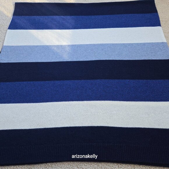 NWOT The Cashmere Project Knit Cashmere Wrap Scarf Blue & White Stripe - Picture 7 of 12